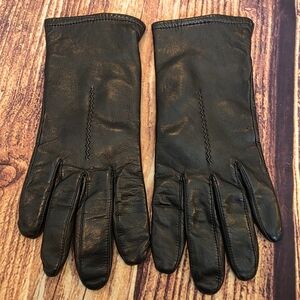 Fownes Vintage 100% Leather Gloves Black Size 8.5